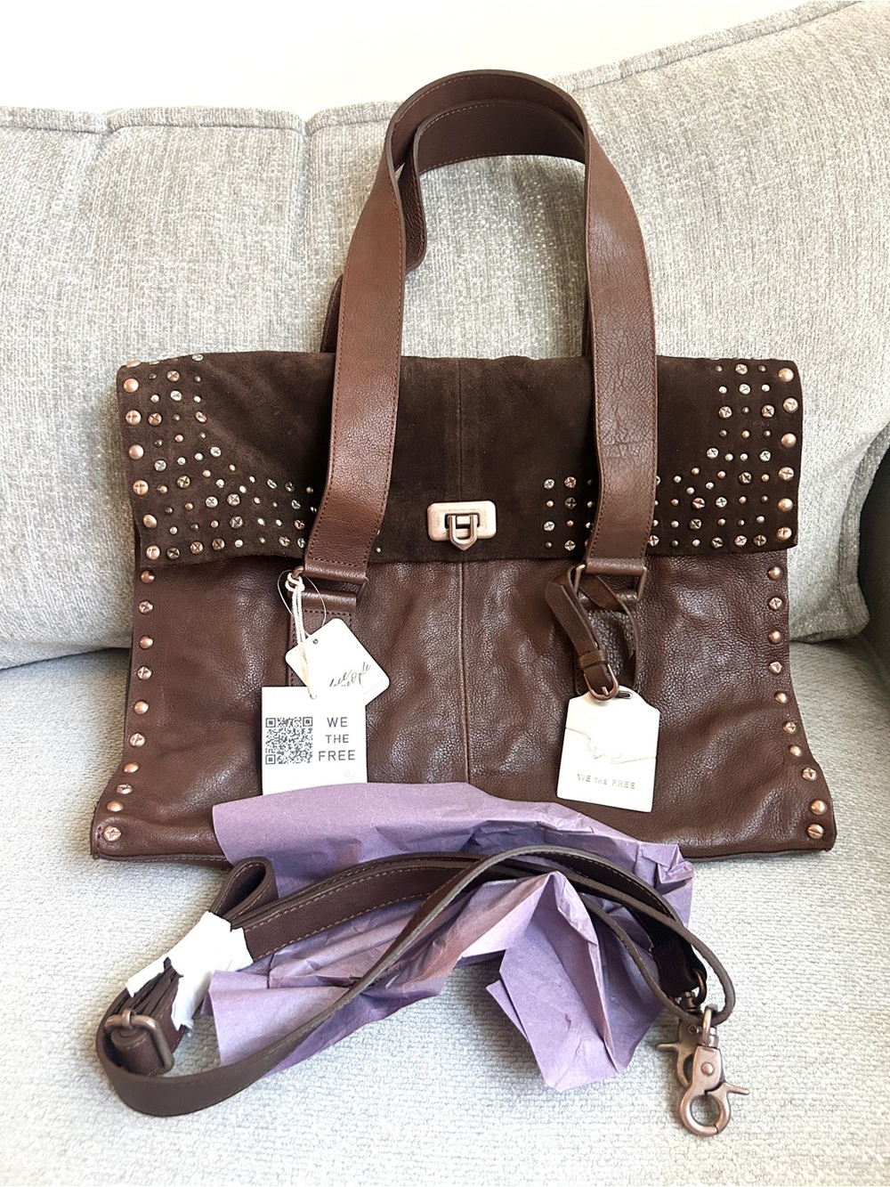 Free People NEW We The Free Shay Stud Tote - Picture 2 of 8